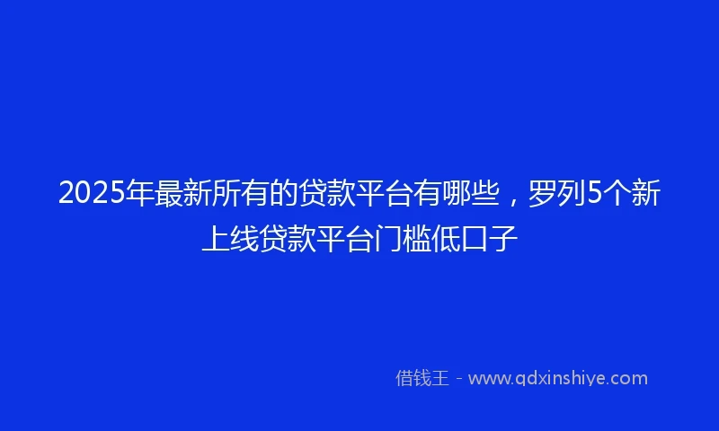 2025年最新所有的贷款平台有哪些，罗列5个新上线贷款平台门槛低口子