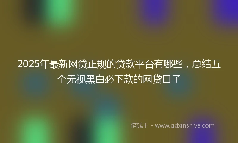 2025年最新网贷正规的贷款平台有哪些，总结五个无视黑白必下款的网贷口子