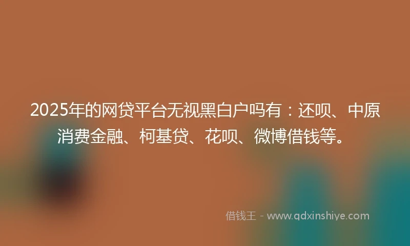 2025年的网贷平台无视黑白户吗有：还呗、中原消费金融、柯基贷、花呗、微博借钱等。