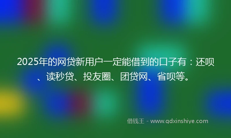 2025年的网贷新用户一定能借到的口子有：还呗、读秒贷、投友圈、团贷网、省呗等。