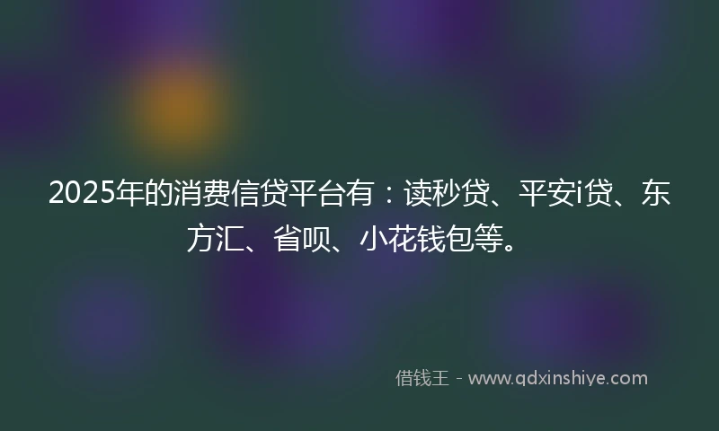 2025年的消费信贷平台有：读秒贷、平安i贷、东方汇、省呗、小花钱包等。