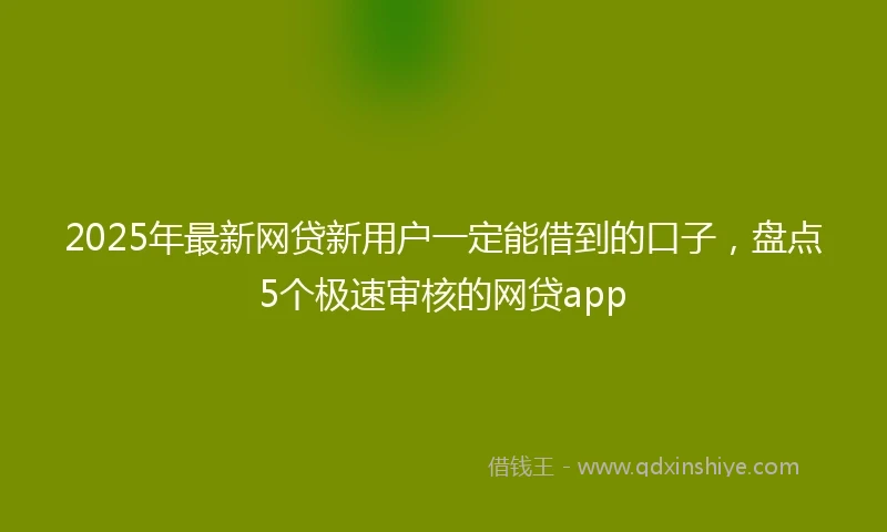 2025年最新网贷新用户一定能借到的口子，盘点5个极速审核的网贷app