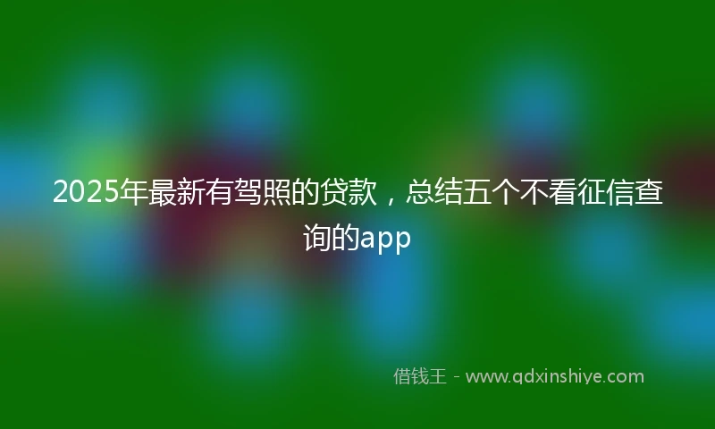 2025年最新有驾照的贷款，总结五个不看征信查询的app