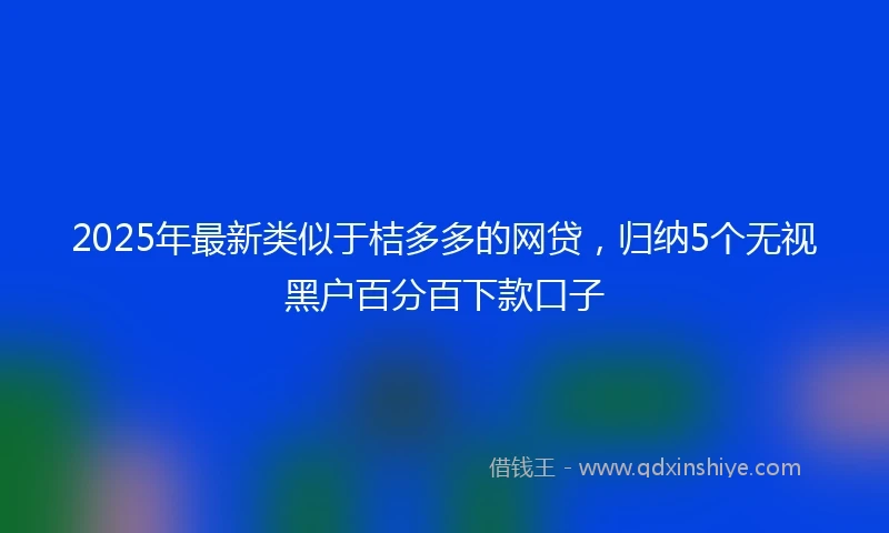 2025年最新类似于桔多多的网贷，归纳5个无视黑户百分百下款口子