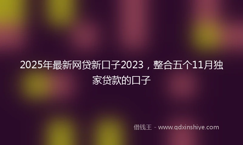 2025年最新网贷新口子2023，整合五个11月独家贷款的口子