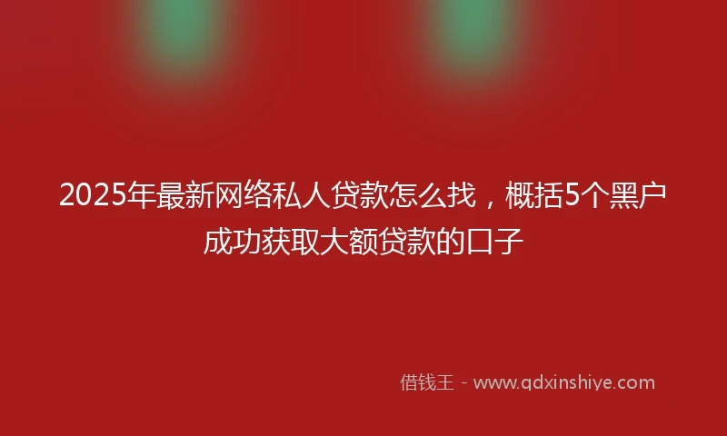 2025年最新网络私人贷款怎么找，概括5个黑户成功获取大额贷款的口子