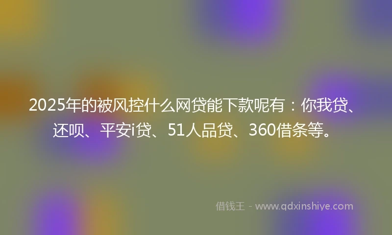 2025年的被风控什么网贷能下款呢有:你我贷、还呗、平安i贷、51人品贷、360借条等。