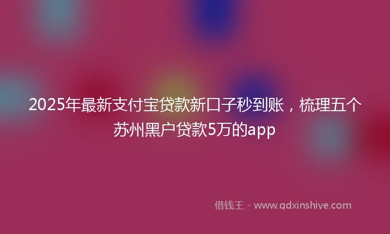 2025年最新支付宝贷款新口子秒到账，梳理五个苏州黑户贷款5万的app