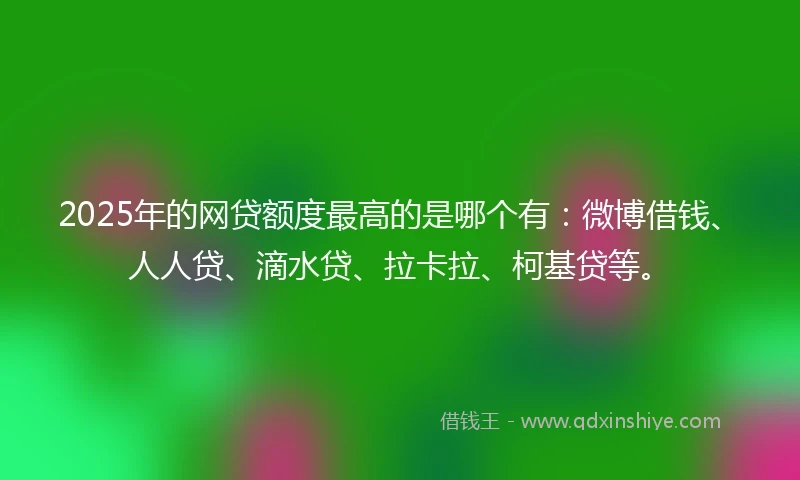 2025年的网贷额度最高的是哪个有：微博借钱、人人贷、滴水贷、拉卡拉、柯基贷等。