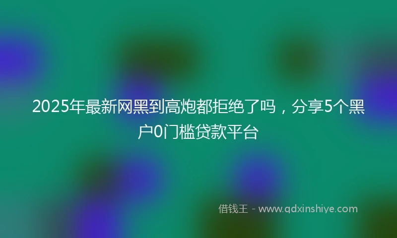2025年最新网黑到高炮都拒绝了吗，分享5个黑户0门槛贷款平台