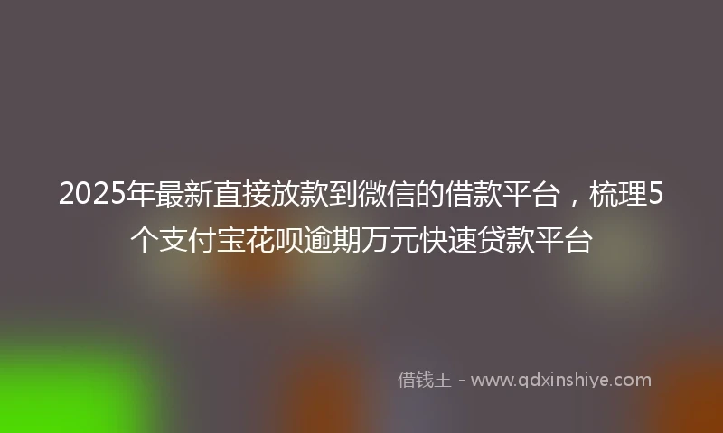 2025年最新直接放款到微信的借款平台，梳理5个支付宝花呗逾期万元快速贷款平台