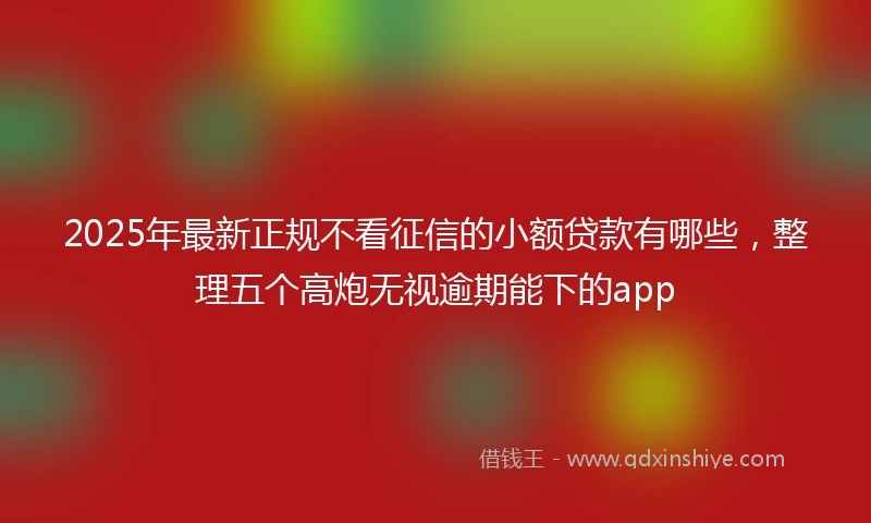 2025年最新正规不看征信的小额贷款有哪些,整理五个高炮无视逾期能下的app