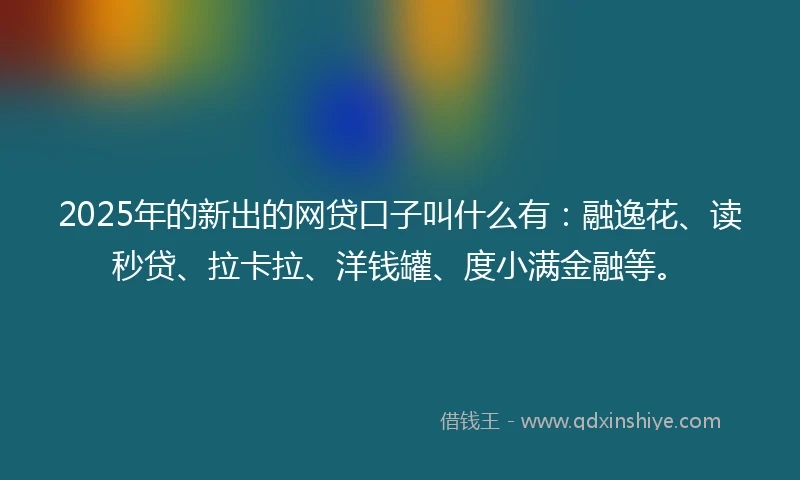 2025年的新出的网贷口子叫什么有：融逸花、读秒贷、拉卡拉、洋钱罐、度小满金融等。