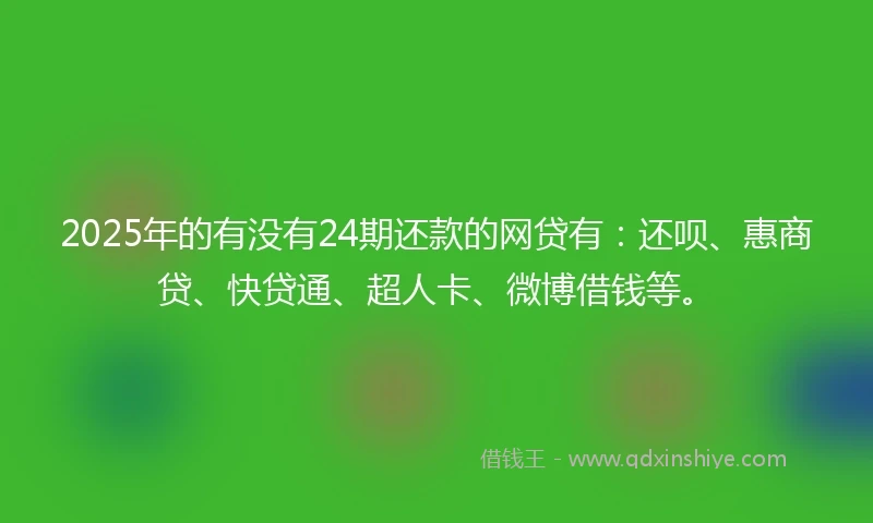 2025年的有没有24期还款的网贷有：还呗、惠商贷、快贷通、超人卡、微博借钱等。