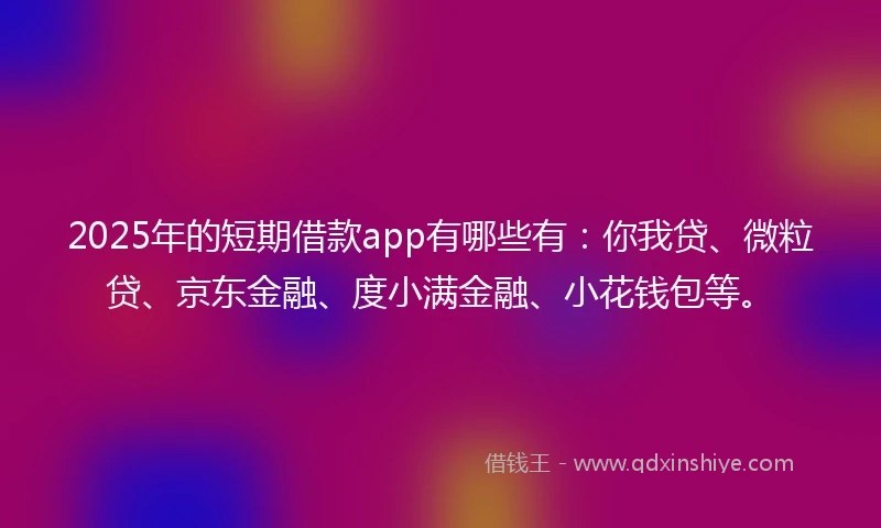 2025年的短期借款app有哪些有：你我贷、微粒贷、京东金融、度小满金融、小花钱包等。