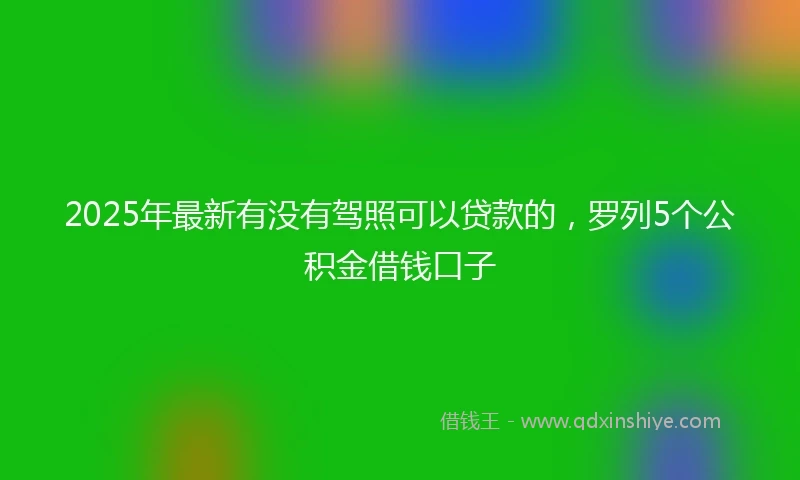2025年最新有没有驾照可以贷款的，罗列5个公积金借钱口子