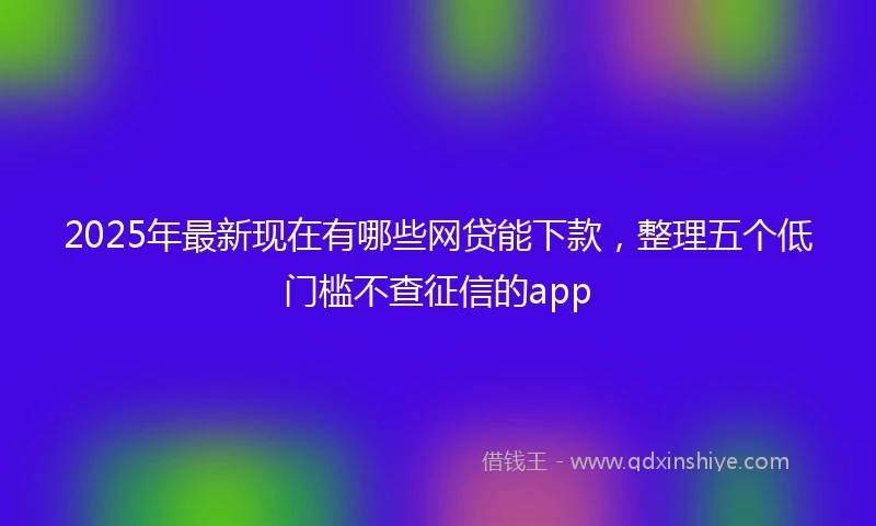2025年最新现在有哪些网贷能下款，整理五个低门槛不查征信的app