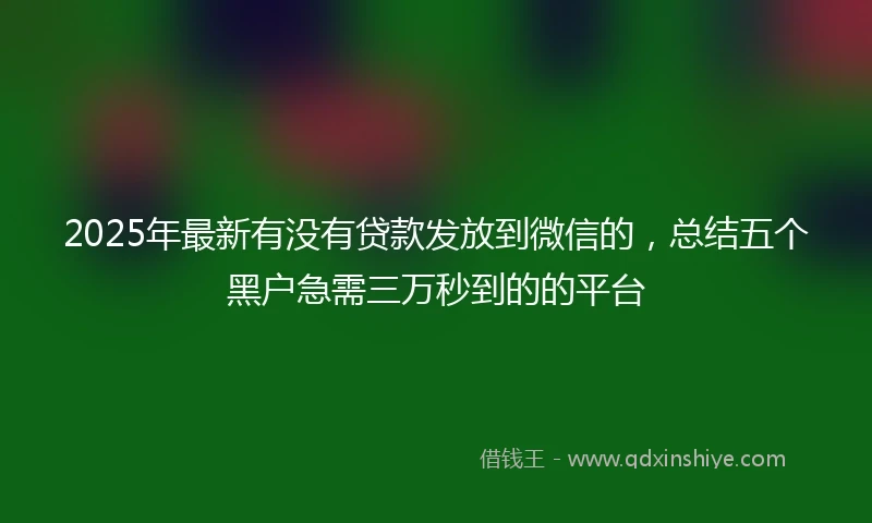 2025年最新有没有贷款发放到微信的，总结五个黑户急需三万秒到的的平台
