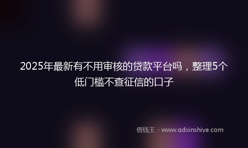 2025年最新有不用审核的贷款平台吗，整理5个低门槛不查征信的口子