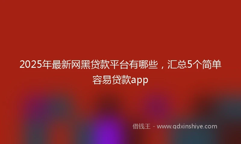 2025年最新网黑贷款平台有哪些,汇总5个简单容易贷款app