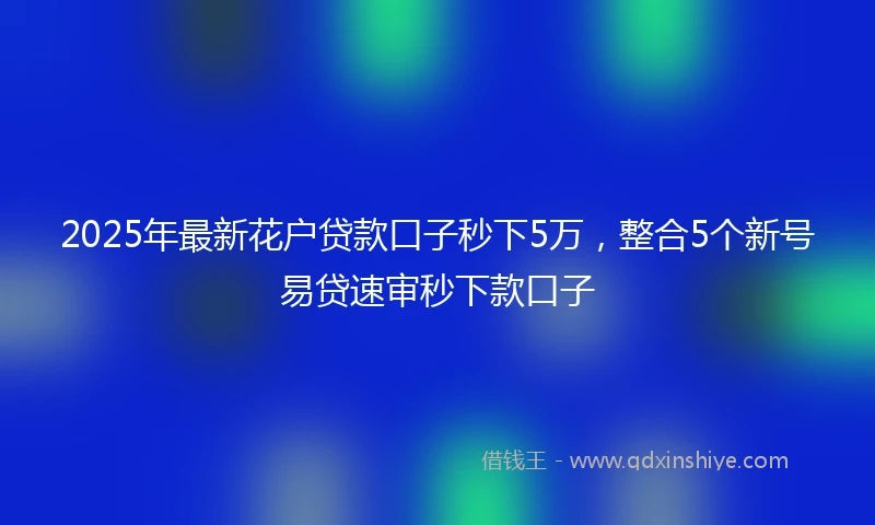 2025年最新花户贷款口子秒下5万，整合5个新号易贷速审秒下款口子