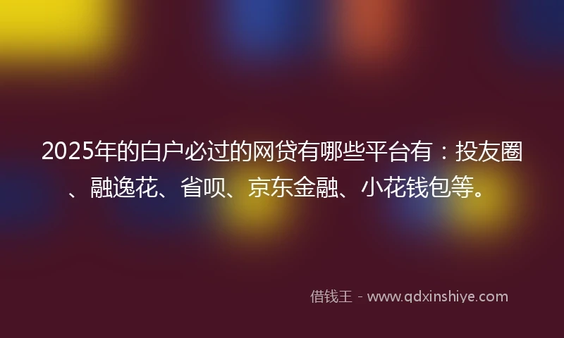 2025年的白户必过的网贷有哪些平台有：投友圈、融逸花、省呗、京东金融、小花钱包等。
