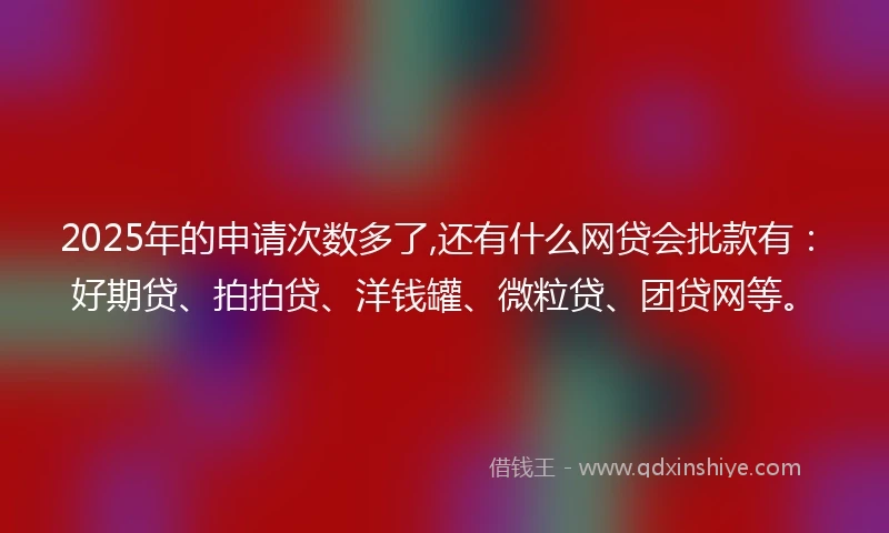 2025年的申请次数多了,还有什么网贷会批款有：好期贷、拍拍贷、洋钱罐、微粒贷、团贷网等。