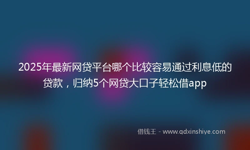 2025年最新网贷平台哪个比较容易通过利息低的贷款，归纳5个网贷大口子轻松借app