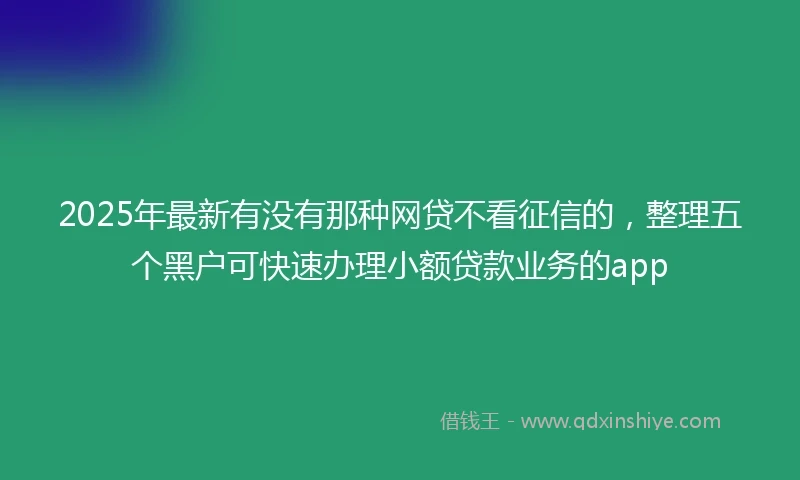 2025年最新有没有那种网贷不看征信的，整理五个黑户可快速办理小额贷款业务的app