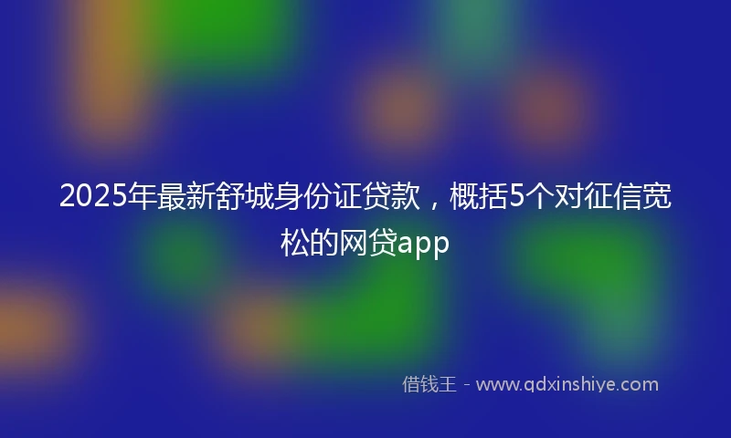 2025年最新舒城身份证贷款，概括5个对征信宽松的网贷app