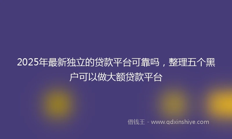 2025年最新独立的贷款平台可靠吗，整理五个黑户可以做大额贷款平台