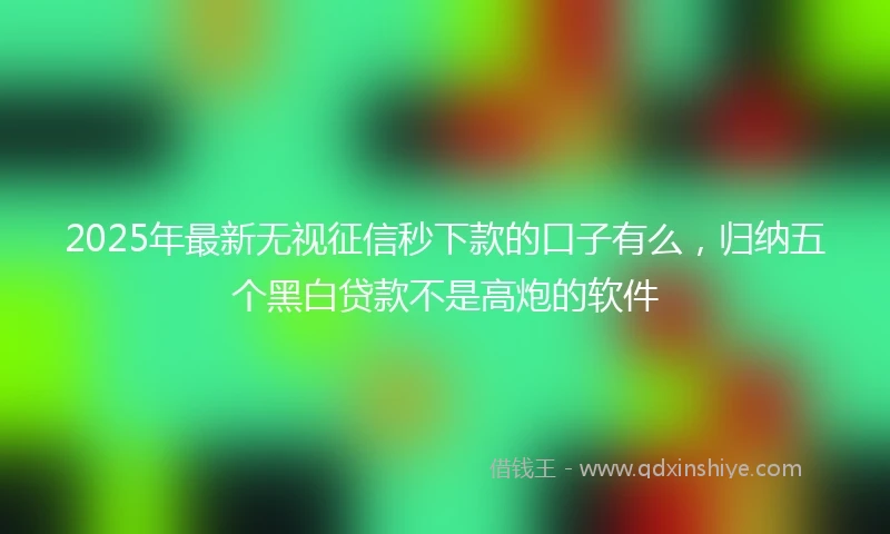 2025年最新无视征信秒下款的口子有么，归纳五个黑白贷款不是高炮的软件