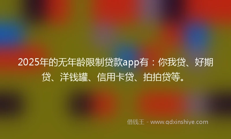 2025年的无年龄限制贷款app有：你我贷、好期贷、洋钱罐、信用卡贷、拍拍贷等。