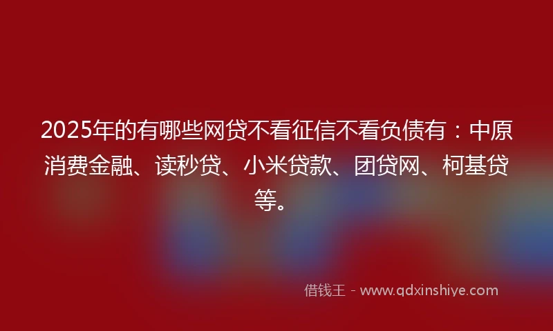 2025年的有哪些网贷不看征信不看负债有：中原消费金融、读秒贷、小米贷款、团贷网、柯基贷等。