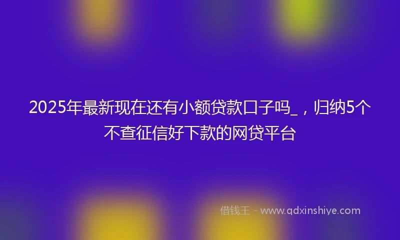 2025年最新现在还有小额贷款口子吗_，归纳5个不查征信好下款的网贷平台