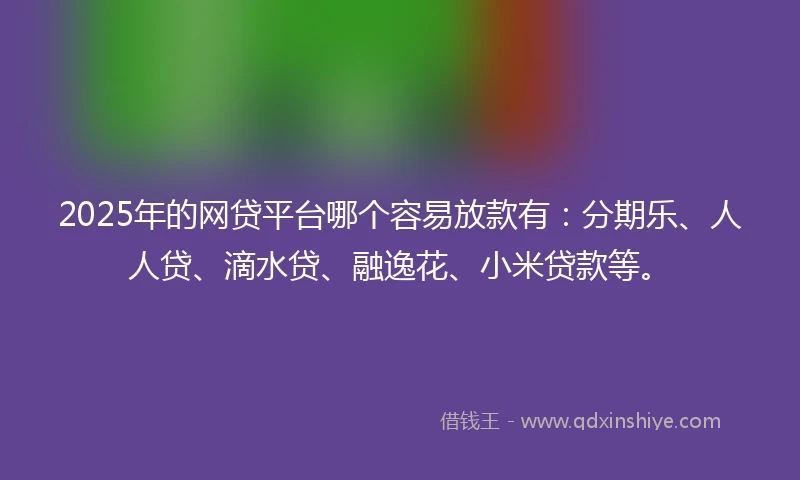 2025年的网贷平台哪个容易放款有：分期乐、人人贷、滴水贷、融逸花、小米贷款等。