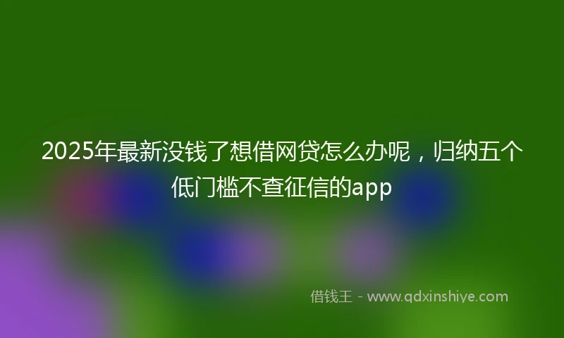 2025年最新没钱了想借网贷怎么办呢，归纳五个低门槛不查征信的app