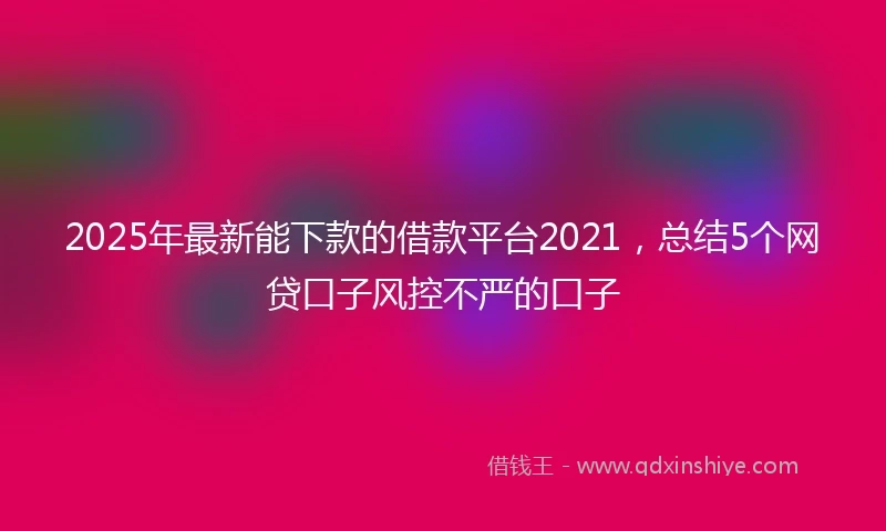 2025年最新能下款的借款平台2021，总结5个网贷口子风控不严的口子