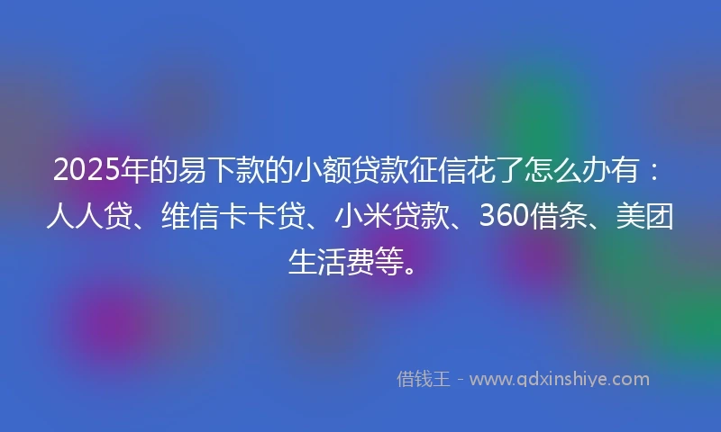 2025年的易下款的小额贷款征信花了怎么办有：人人贷、维信卡卡贷、小米贷款、360借条、美团生活费等。