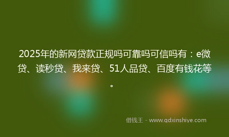 2025年的新网贷款正规吗可靠吗可信吗有：e微贷、读秒贷、我来贷、51人品贷、百度有钱花等。