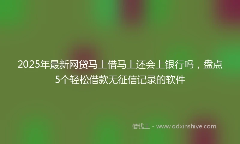 2025年最新网贷马上借马上还会上银行吗，盘点5个轻松借款无征信记录的软件
