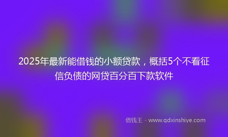2025年最新能借钱的小额贷款，概括5个不看征信负债的网贷百分百下款软件