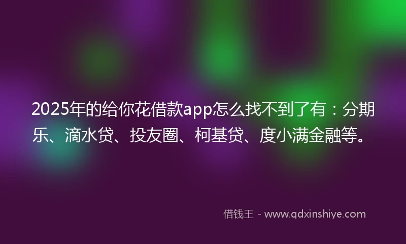 2025年的给你花借款app怎么找不到了有：分期乐、滴水贷、投友圈、柯基贷、度小满金融等。