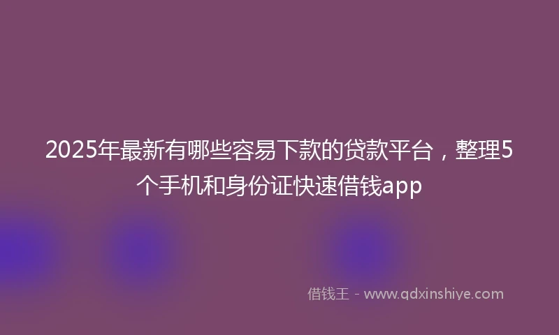 2025年最新有哪些容易下款的贷款平台，整理5个手机和身份证快速借钱app