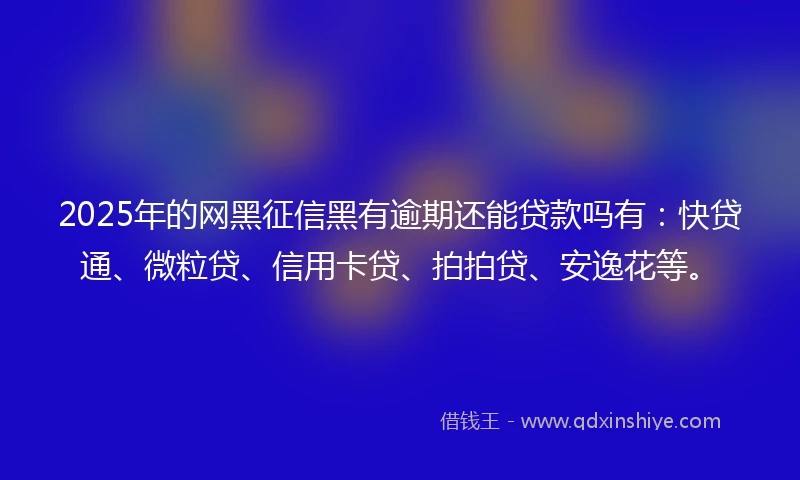 2025年的网黑征信黑有逾期还能贷款吗有：快贷通、微粒贷、信用卡贷、拍拍贷、安逸花等。