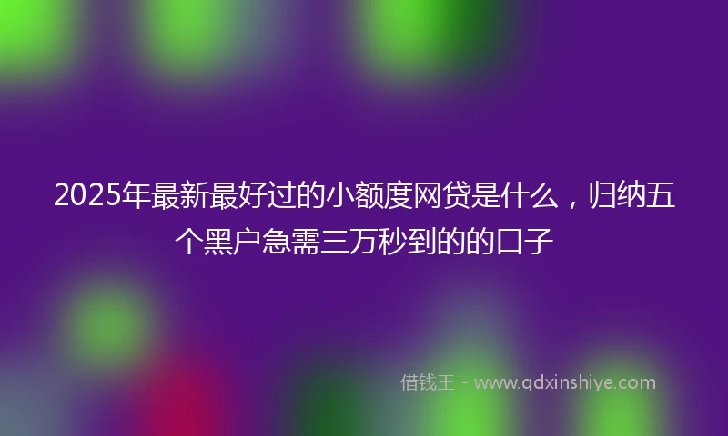 2025年最新最好过的小额度网贷是什么，归纳五个黑户急需三万秒到的的口子