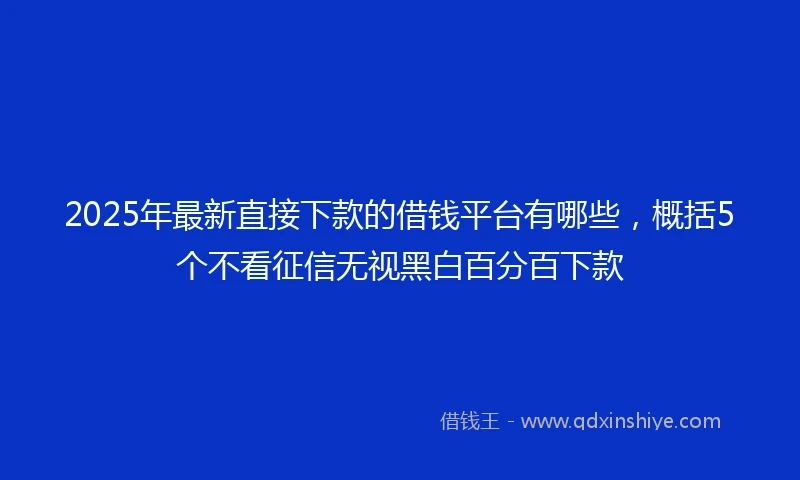 2025年最新直接下款的借钱平台有哪些，概括5个不看征信无视黑白百分百下款