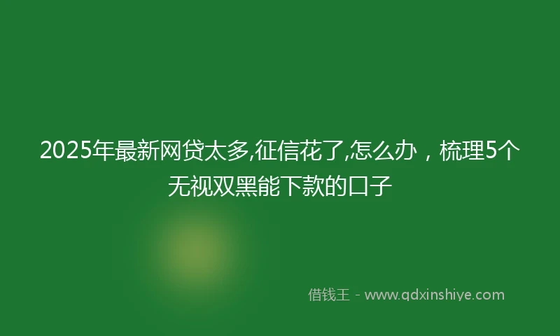 2025年最新网贷太多,征信花了,怎么办，梳理5个无视双黑能下款的口子