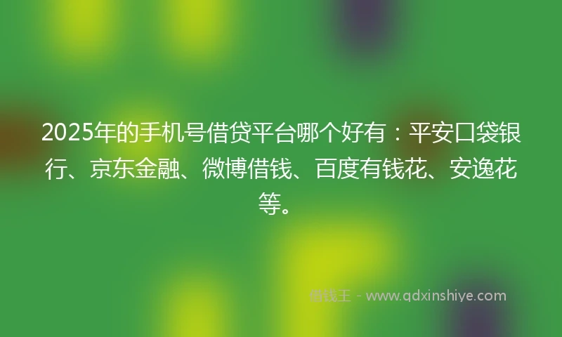 2025年的手机号借贷平台哪个好有：平安口袋银行、京东金融、微博借钱、百度有钱花、安逸花等。