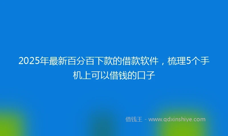 2025年最新百分百下款的借款软件，梳理5个手机上可以借钱的口子